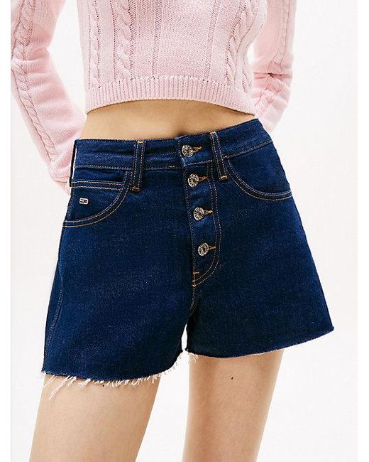 Shorts Vaqueros De Corte Regular Con Botones Tommy Hilfiger de color Blue