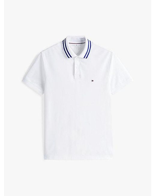 Polo Performance De Corte Regular Con Ribete Tommy Hilfiger de hombre de color White
