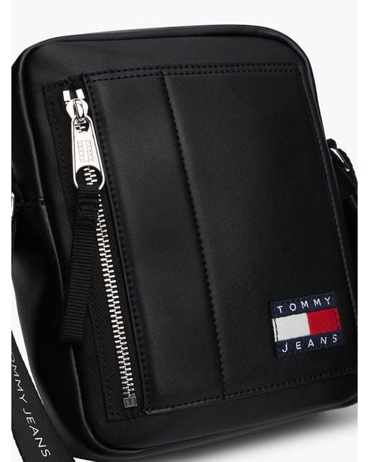 Tommy Hilfiger Black Webbing Strap Badge Reporter Bag for men