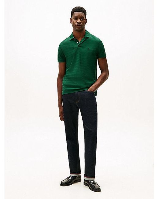 Tommy Hilfiger Regular Poloshirt Van Visgraat-Jacquard in het Green voor heren