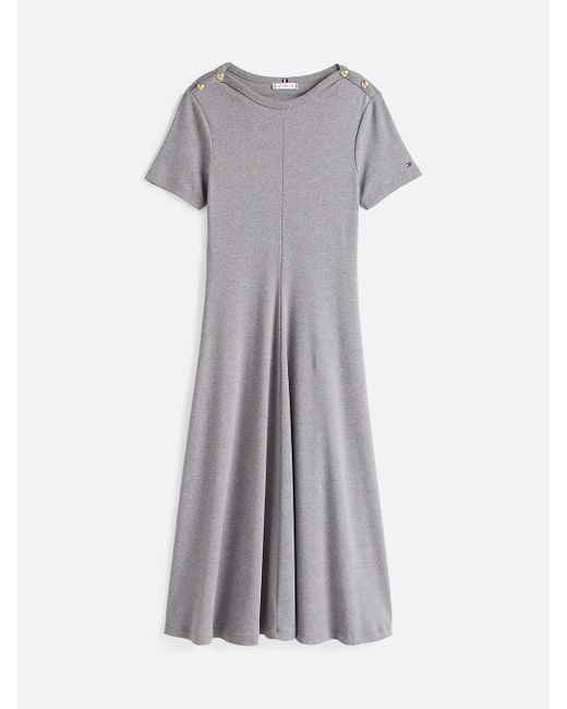 Vestito Midi A Campana di Tommy Hilfiger in White