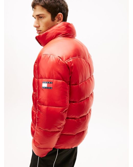 Tommy Hilfiger Red Water Repellent Twill Relaxed Puffer Jacket for men