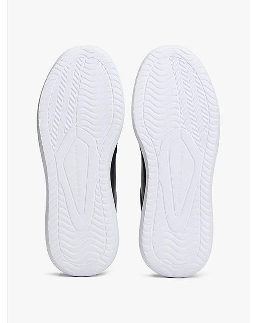 Tommy Hilfiger Leren Sneaker Met Fijne Profielzool in het Blue voor heren