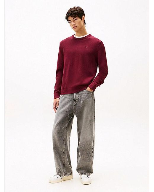 Tommy Hilfiger Slim Fit Pullover Mit Rundhalsausschnitt in Red für Herren