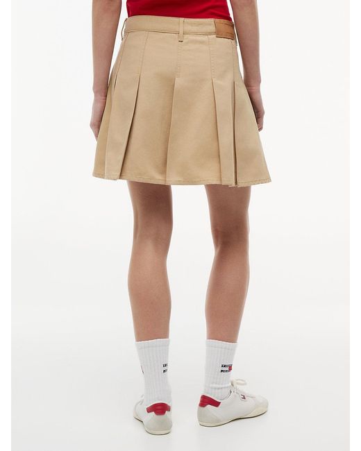 Tommy Hilfiger Pink Washed Canvas Pleated Mini Skirt