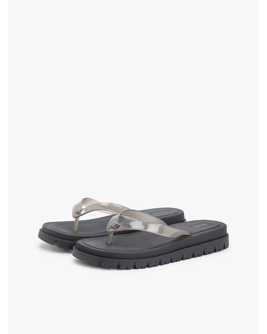 Tommy Hilfiger White Jelly Cleat Wedge Flip-Flops