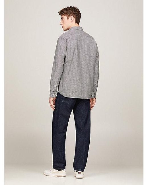 Camisa Oxford regular con estampado de canasta Tommy Hilfiger de hombre de color Gray