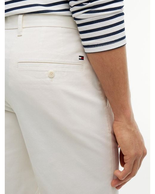 Tommy Hilfiger White Denton Twill Straight Fit Chino Shorts for men