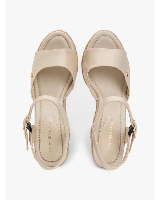 Tommy Hilfiger Natural Satin Th Monogram Wedge Espadrilles