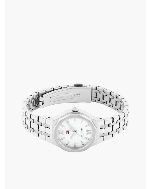 Tommy Hilfiger White Stainless Steel Frosted Dial Chain-Link Watch
