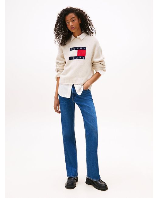 Pull Décontracté À Drapeau Tommy Tommy Hilfiger en coloris White