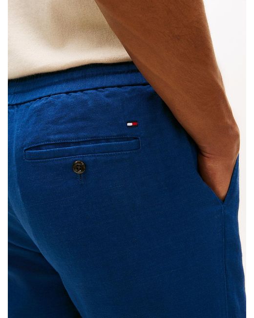 Tommy Hilfiger Blue Harlem Tapered Leg Linen Blend Chinos for men