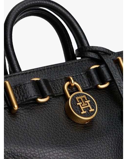 Tommy Hilfiger Black The American Icon Leather Tote Bag