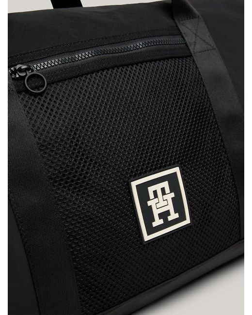 Tommy Hilfiger Black Sport Mesh Pocket Duffel Bag for men