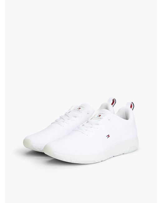 Tommy Hilfiger White Signature Knitted Trainers for men