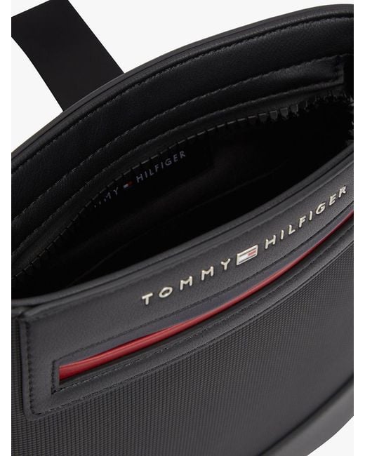 Tommy Hilfiger Black Metal Logo Crossbody Bag for men