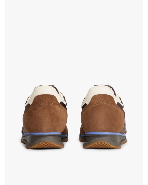 Tommy Hilfiger Brown Retro Mixed Texture Serrated Trainers for men