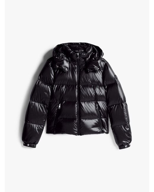 Tommy Hilfiger Black High-shine Hooded Down Puffer Jacket