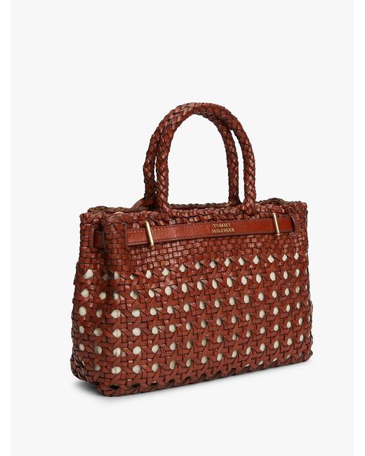 Tommy Hilfiger Brown The American Icon Braided Leather Tote Bag