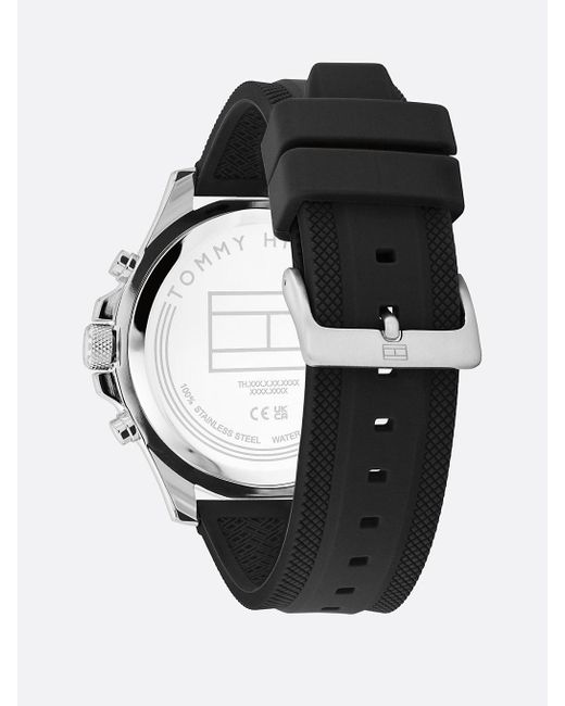 Tommy Hilfiger Gray Black Dial Silicone Strap Sports Watch for men