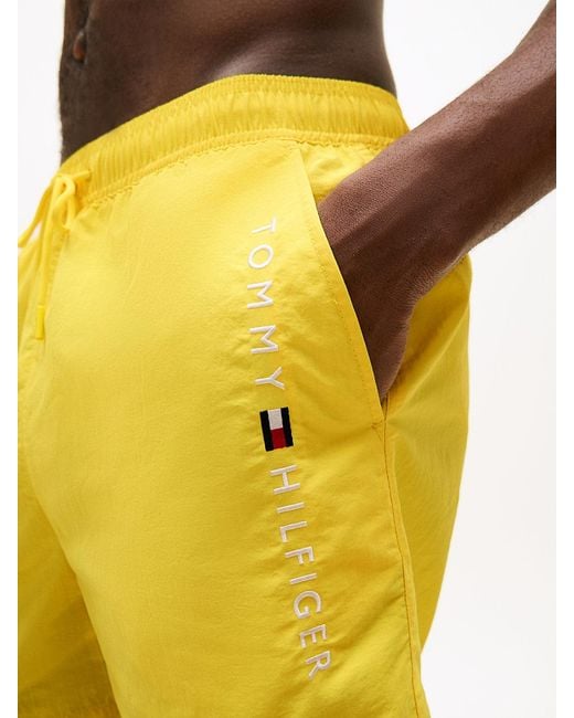 Tommy Hilfiger White Original Logo Mid Length Swim Shorts for men