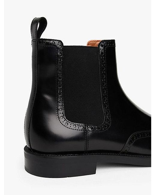 Tommy Hilfiger Chelsea-Boot Aus Leder Mit Flag Und Brogue-Details in Black für Herren
