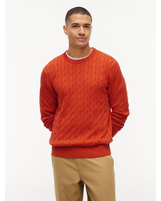 Tommy Hilfiger Red Flag Embroidery Cable Knit Jumper for men
