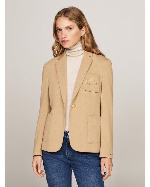 Tommy Hilfiger Blue Pocket Embroidery Slim Fit Blazer