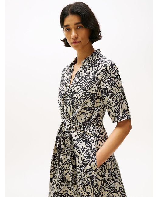 Tommy Hilfiger White Relaxed Midi Linen Blend Shirt Dress