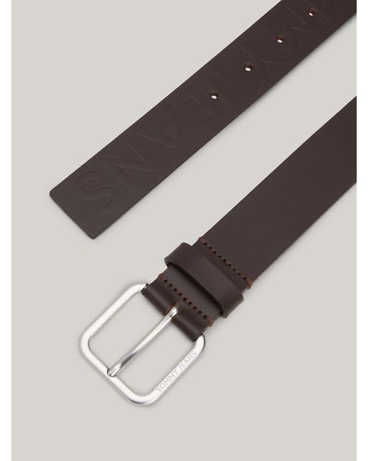 Tommy Hilfiger Brown Essential Finley Embossed Logo Leather Belt for men