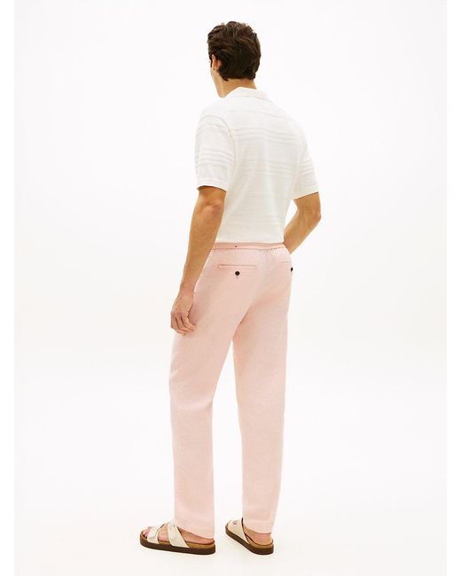 Tommy Hilfiger White Harlem Tapered Leg Linen Blend Chinos for men