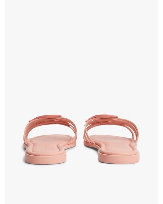 Tommy Hilfiger Pink Logo Strap Leather Mules