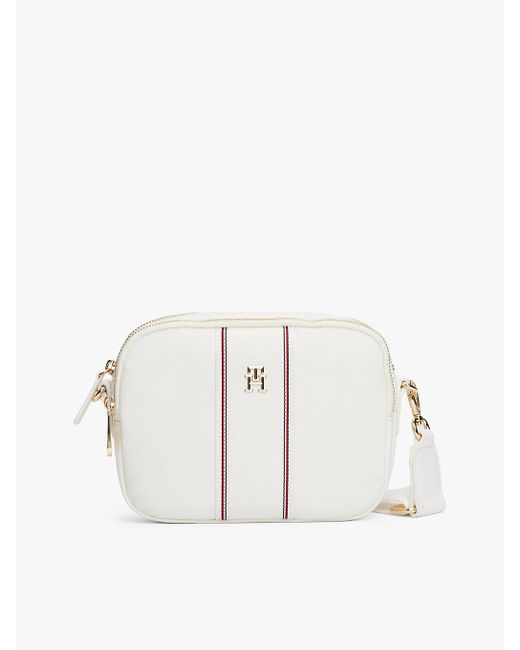 Tommy Hilfiger White Th Monogram Crossbody Camera Bag