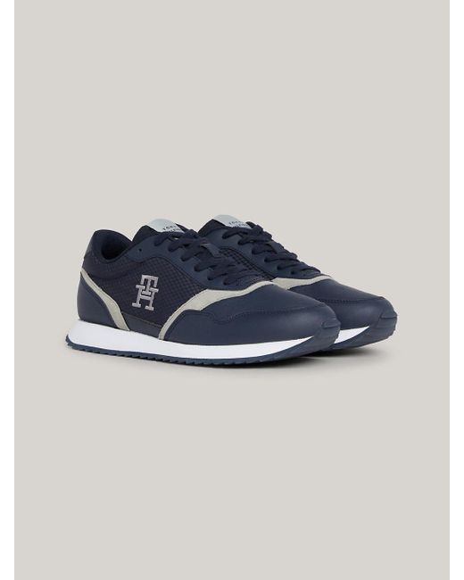 Tommy Hilfiger Blue Leather Th Monogram Runner Trainers for men