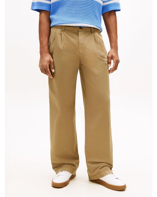 Tommy Hilfiger Blue Lightweight Paper Touch Pleated Loose Trousers for men