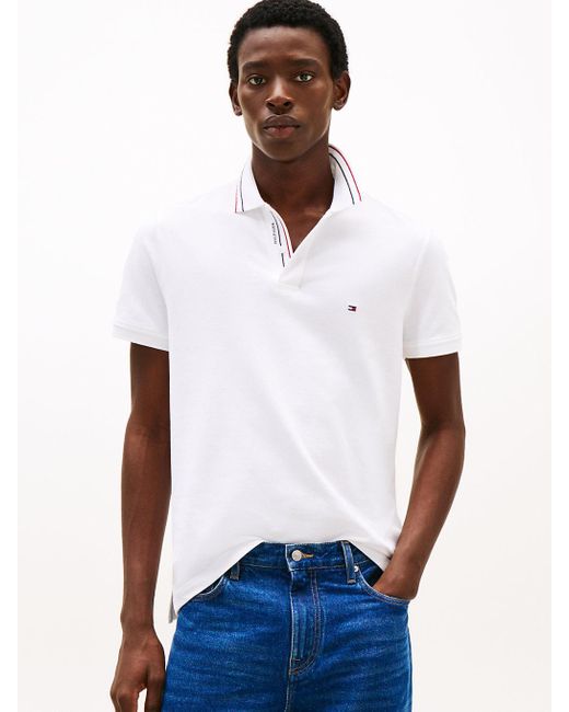 Polo Regular Fit Con Dettagli A Contrasto di Tommy Hilfiger in White da Uomo