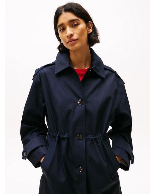 Tommy Hilfiger Blue Hooded Cuff Strap Parka