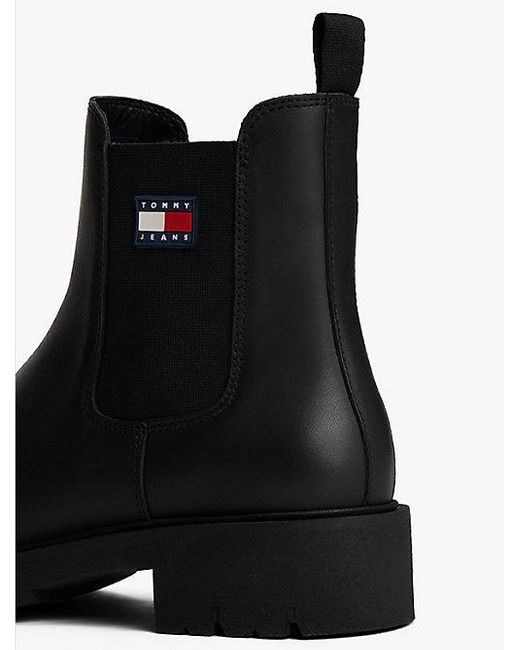 Tommy Hilfiger Leren Chelsea Boot Met Profielzool in het Black