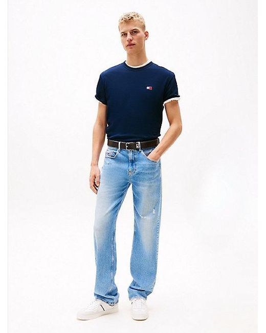 Tommy Hilfiger T-Shirt Met Ronde Hals En Tommy-Badge in het Blue voor heren