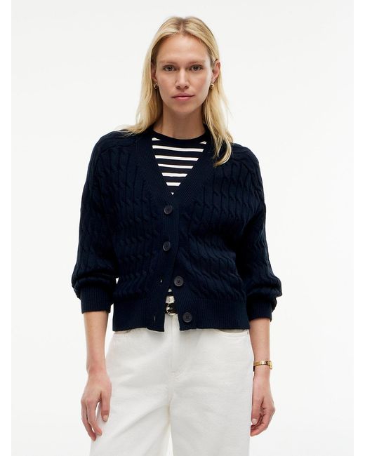 Tommy Hilfiger Blue Cable Knit Oversized V-Neck Cardigan