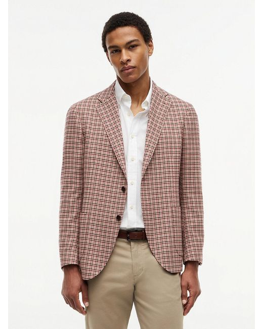 Tommy Hilfiger Natural Regular Fit Micro Check Single Breasted Blazer for men