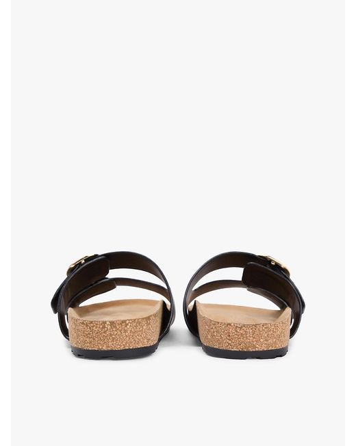Tommy Hilfiger White Leather Double Strap Cork Sandals