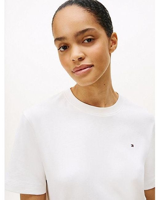 Tommy Hilfiger Boxy Relaxed Fit T-Shirt Van Interlock-Katoen in het White