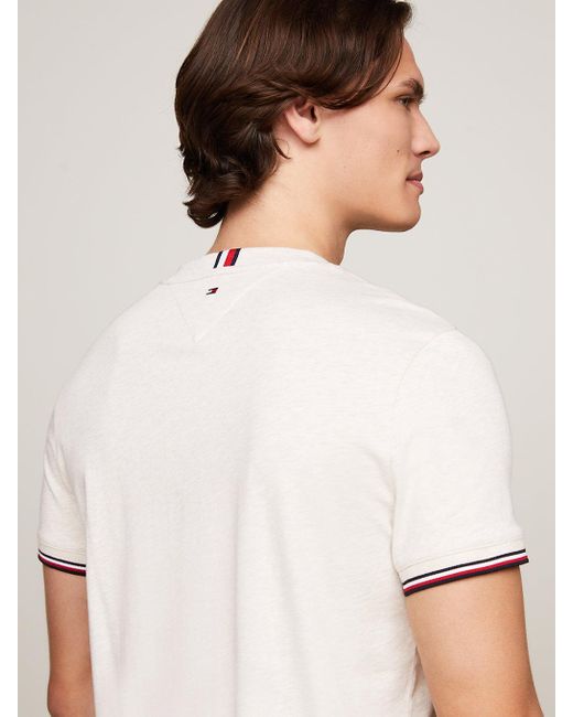 Tommy Hilfiger White Tipped Logo Slim Fit T-shirt for men