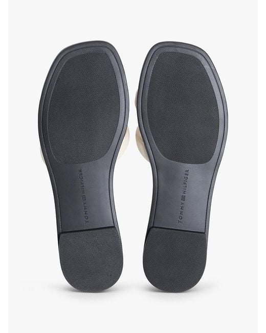 Tommy Hilfiger White Leather Th Monogram Strap Mules