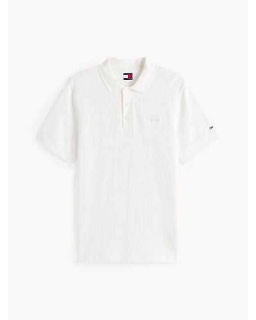 Polo Regular Fit Con Trama A Nido D'Ape di Tommy Hilfiger in White da Uomo
