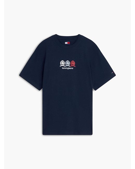 Tommy Hilfiger Blue Back Repeat Crest Logo Relaxed T-Shirt for men