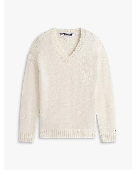 Tommy Hilfiger V-Hals Trui Van Wolmix in het White voor heren