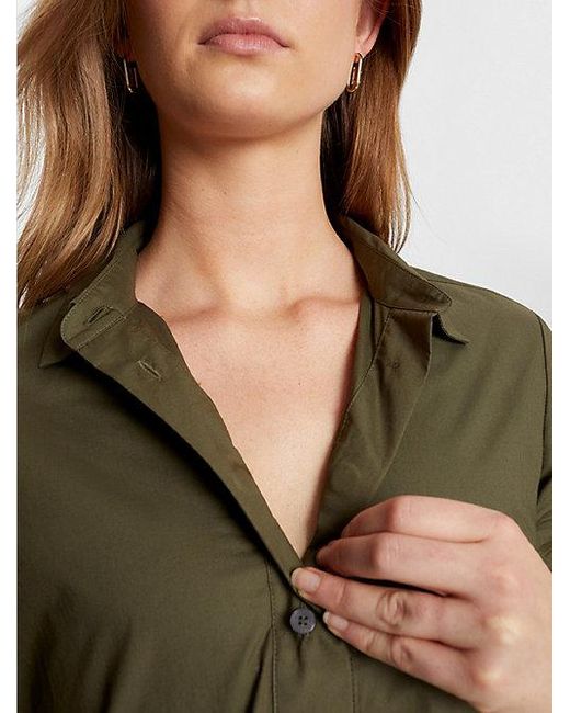 Tommy Hilfiger Green Adaptive knielanges Hemdkleid mit Spitze