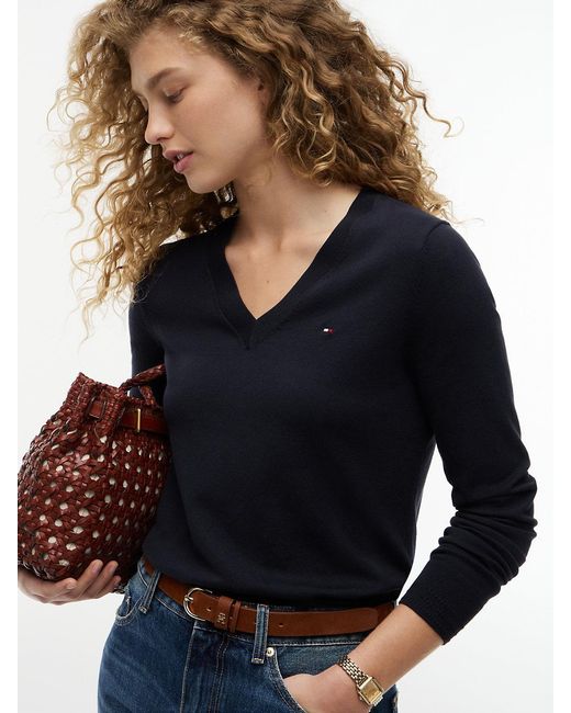 Tommy Hilfiger Blue Heritage V-neck Jumper
